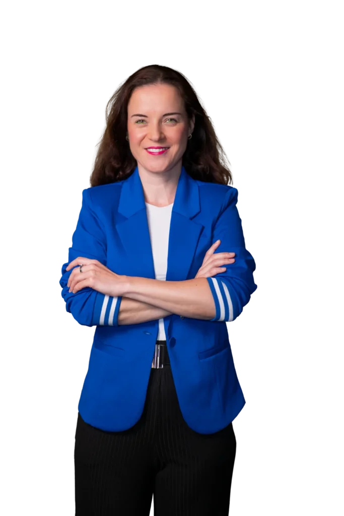 Gabriela Milfortová v modrém saku